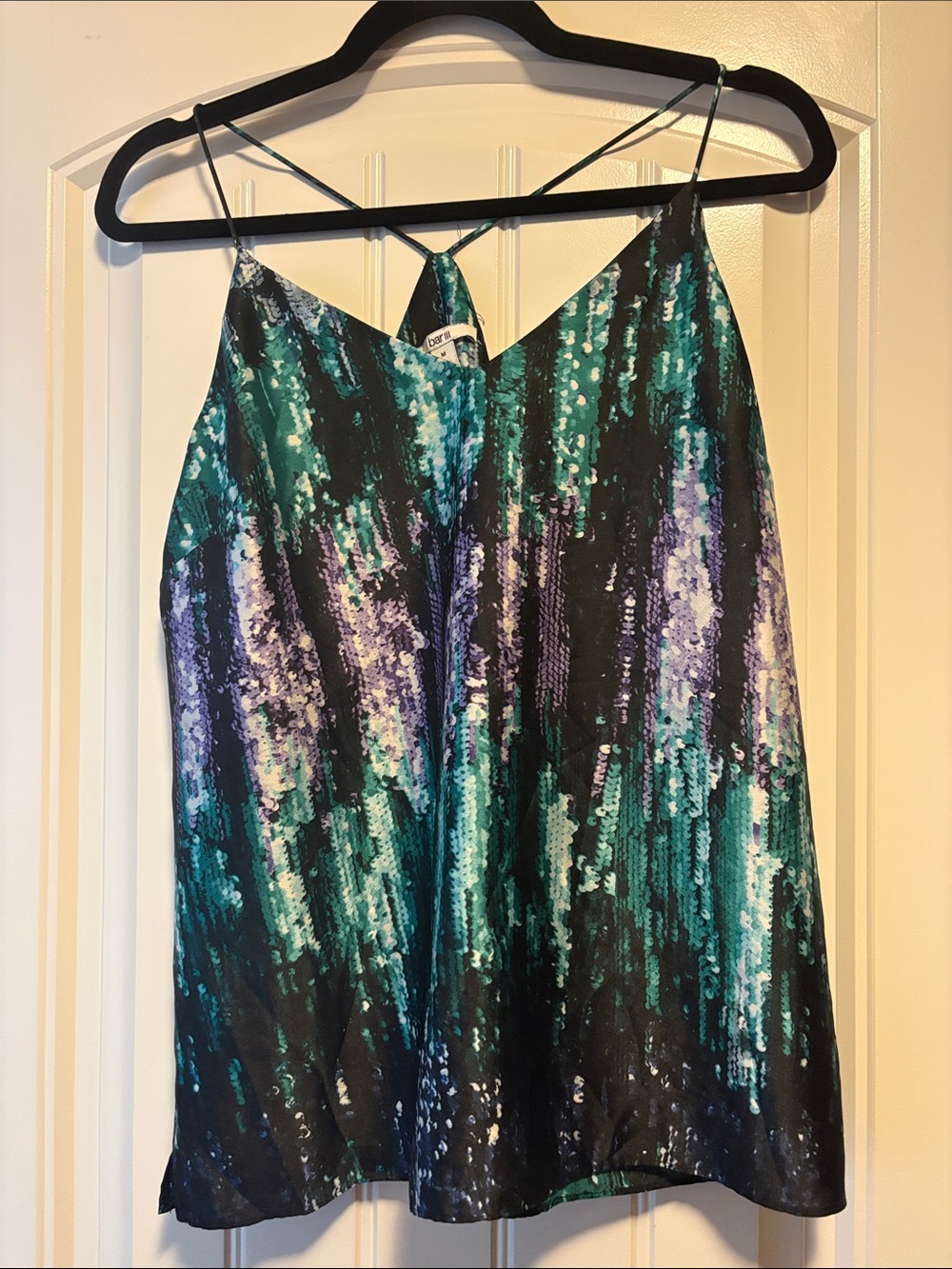 Bar III Teal Black Purple Print Spaghetti Strap Tank